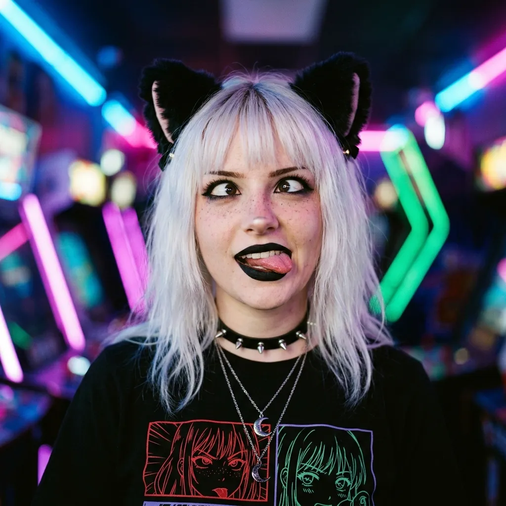 Аватарка Анимированный аватар Discord в стиле эстетика из пака Пак Ahegao #1. Кошкодевочки - вариант оформления профиля