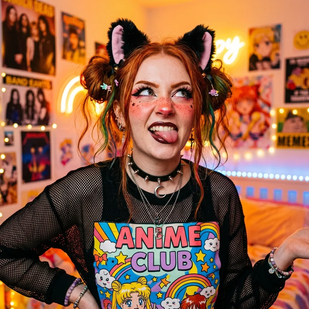 Аватарка Аватар гота Е-гёрл из пака Пак Ahegao #1. Кошкодевочки - вариант оформления профиля