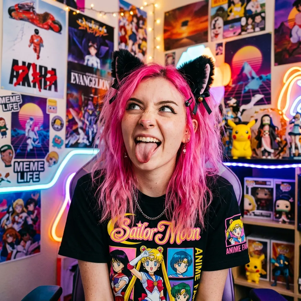 Аватарка Иконка нежной аниме девушки из пака Пак Ahegao #1. Кошкодевочки - вариант оформления профиля