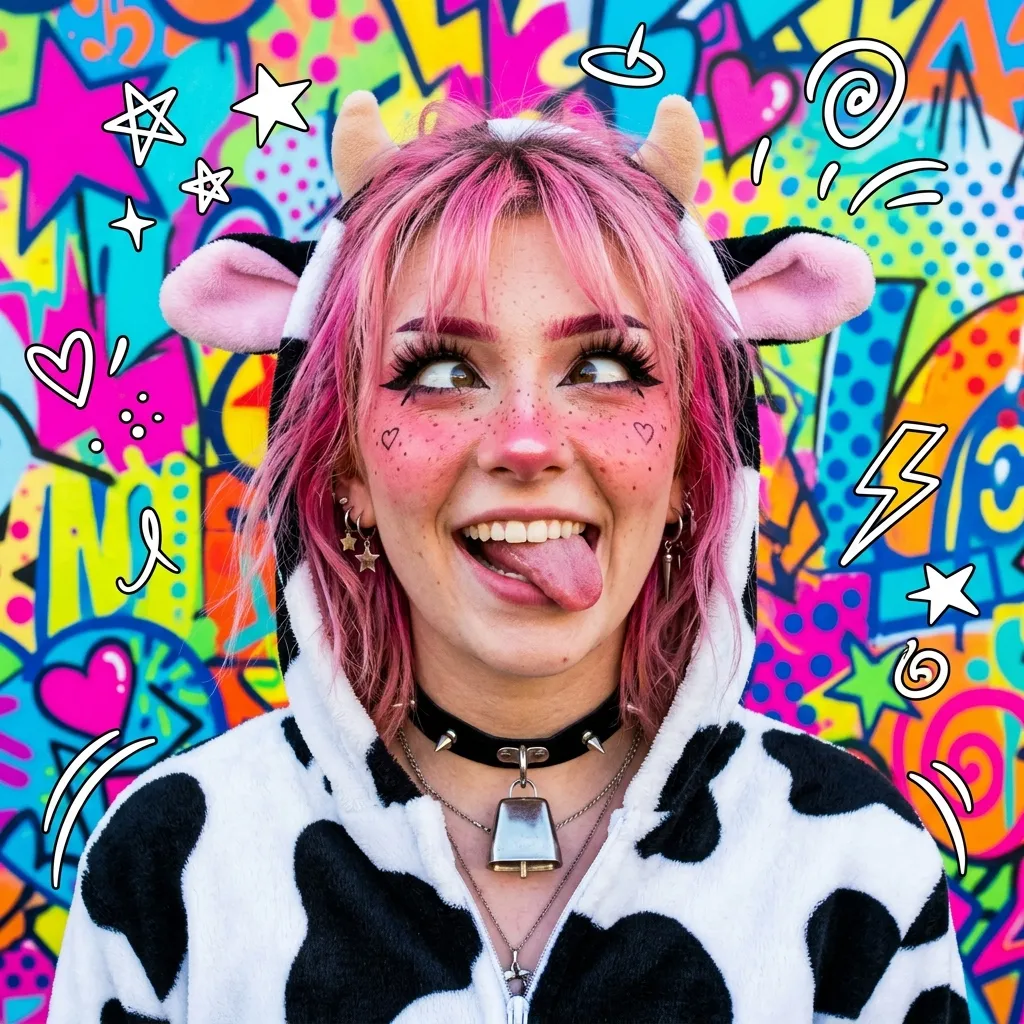 Аватарка Е-гёрл коровка, аватар 3 из пака Пак Ahegao #2. Коровкодевочки - вариант оформления профиля