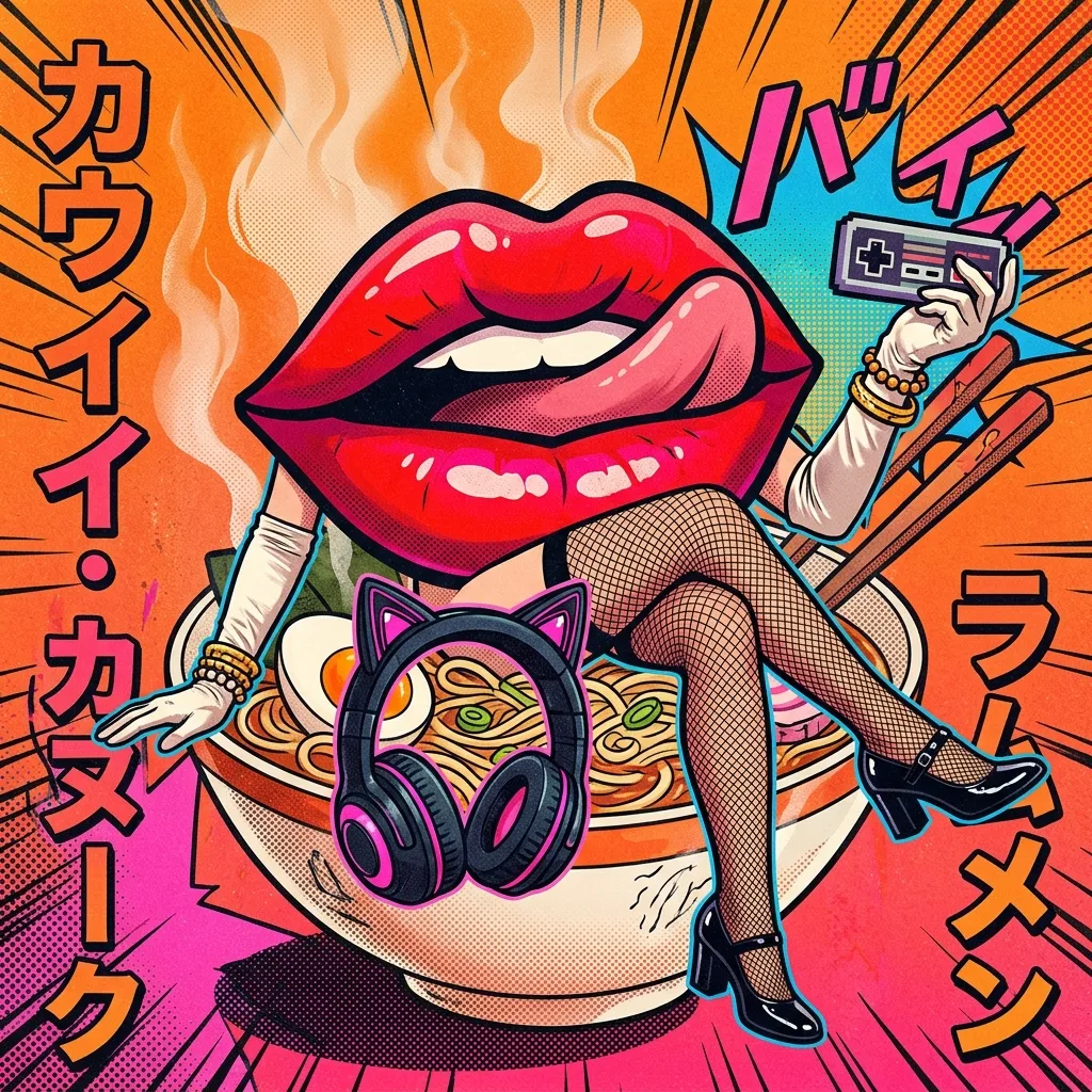 Аватарка Аватарка Губы: Anime gamer ramen из пака Аватарки-губки - вариант оформления профиля