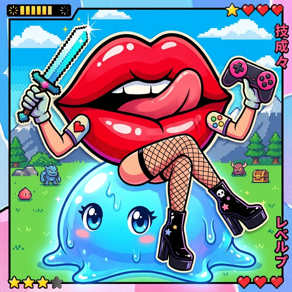 Аватарка Аватарка Губы: Anime gamer slime из пака Аватарки-губки - вариант оформления профиля