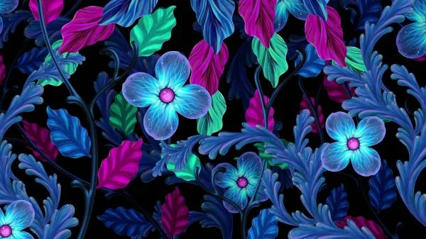 Цветы синего, розового и фиолетового цветов