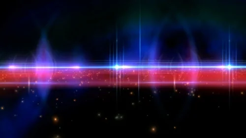 Сияющая красная линия с голубыми огнями
