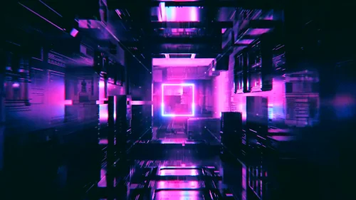 Неоновый кубический туннель