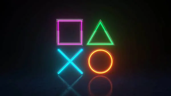 Зацикленный логотип PlayStation в неоне