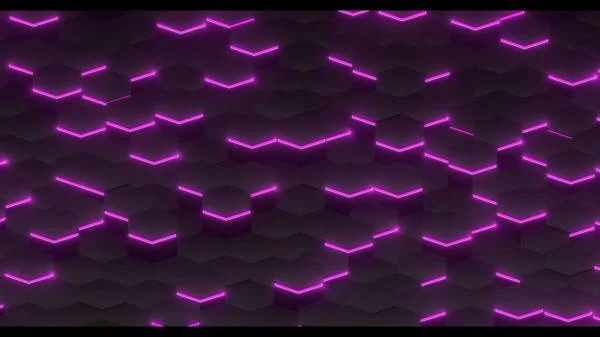 Неоновые фиолетовые шестиугольники в стиле sci-fi