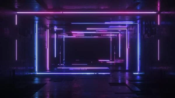 Неоновый туннель с квадратами
