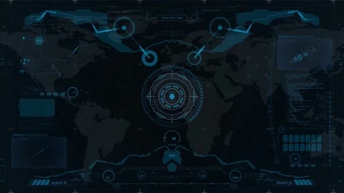 Научно-фантастическая карта мира в интерфейсе