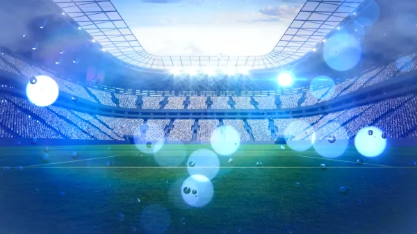 Футбольный стадион с зеленым полем
